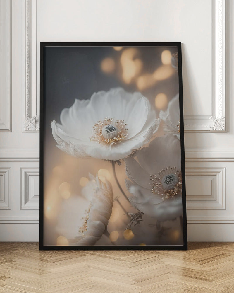 White And Golden Flowers Poster