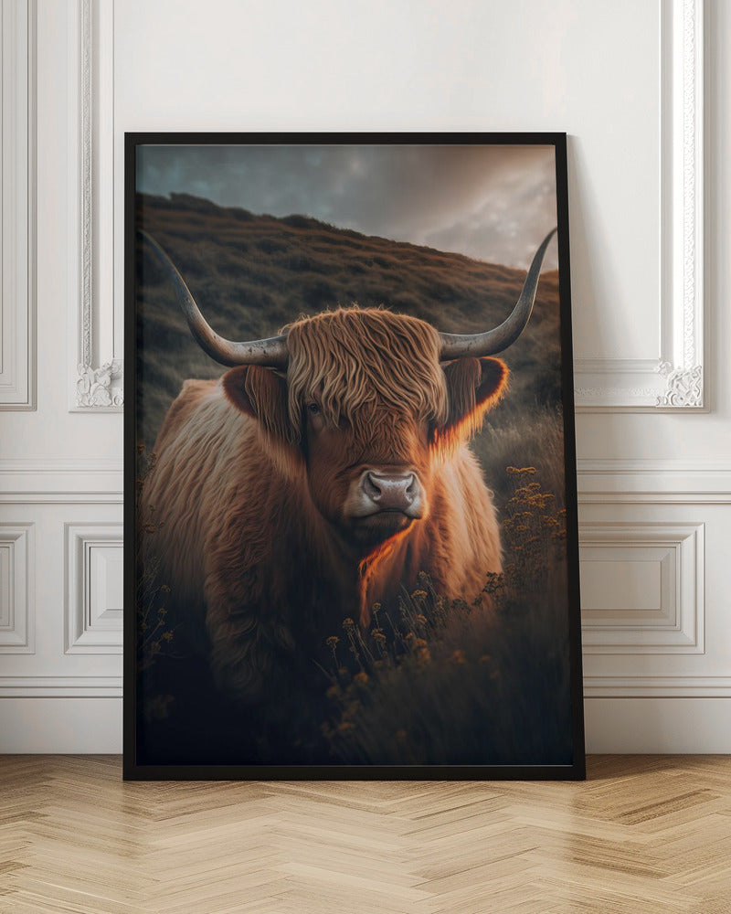 Highland Cow With Big Horns Poster