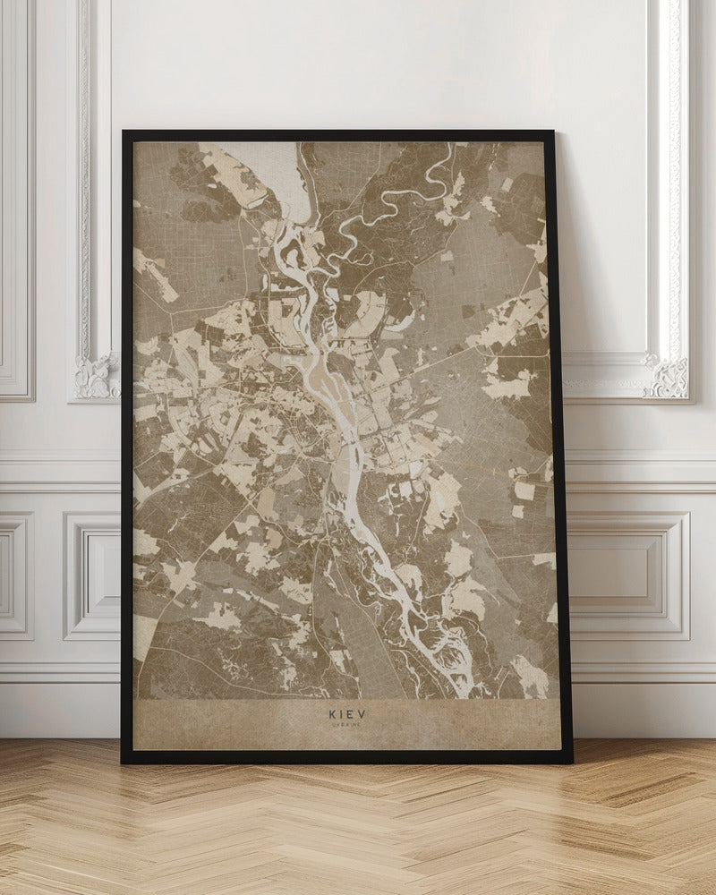 Sepia map of Kiev (pre-war) Poster