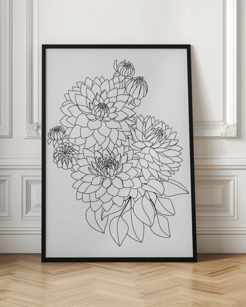 Pacey bouquet in black and white Poster