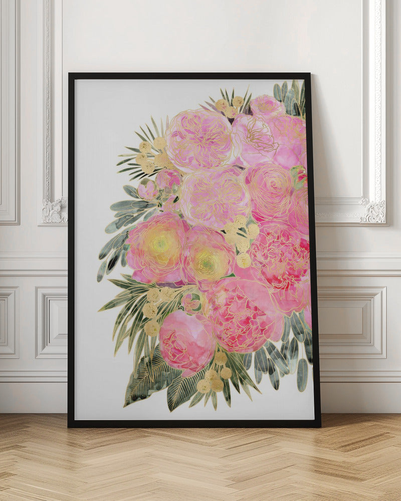 Rekha floral art in light pink watercolor Poster