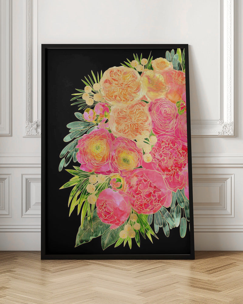 Rekha floral art in bright watercolor Poster