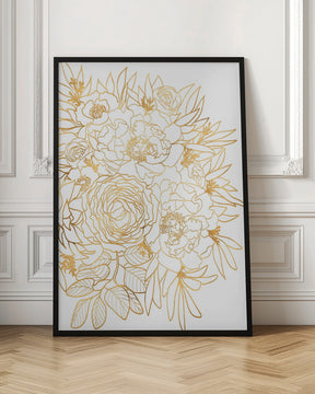 Nanette floral art in gold Poster