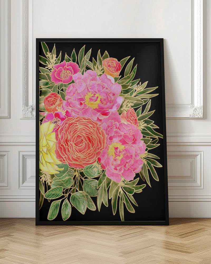 Nanette floral art in bright colors Poster