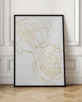 Sally's peonies in gold Poster