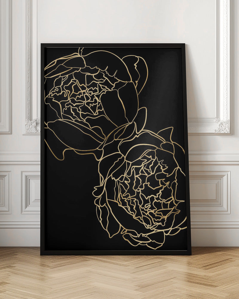 Sally's peonies in gold and black Poster