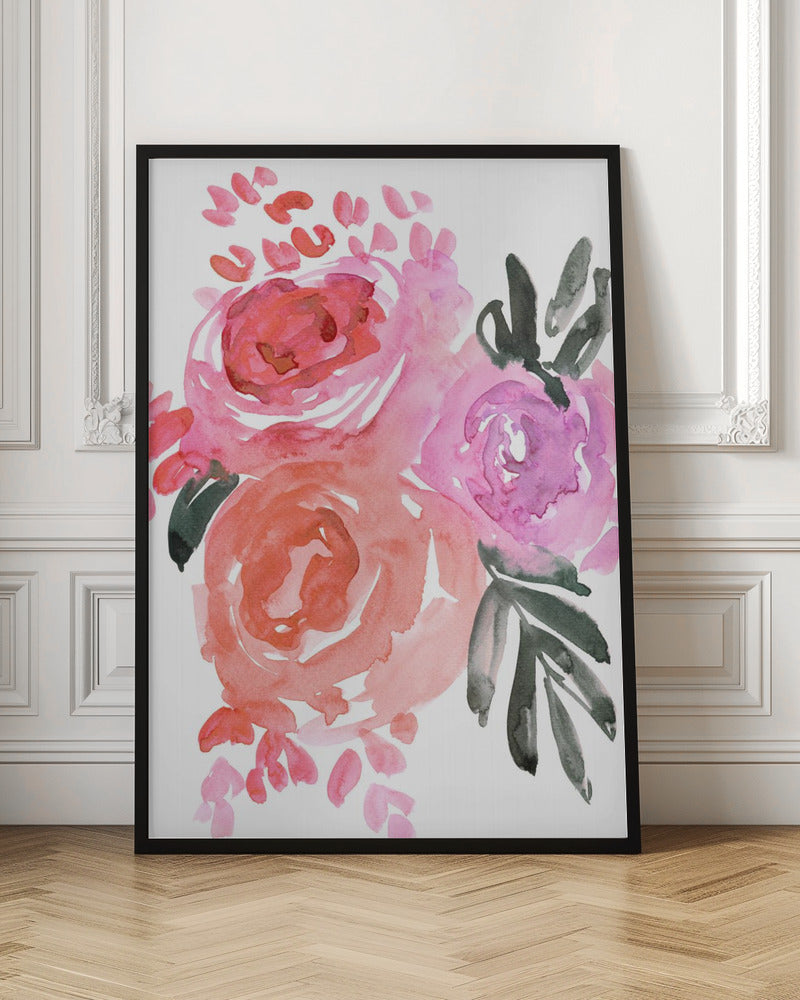 Maeko loose watercolor florals I Poster