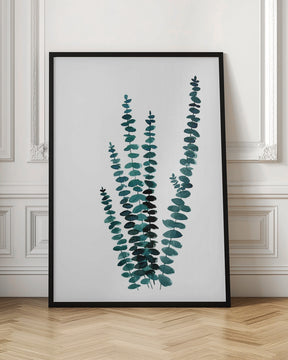 Teal watercolor eucalyptus I Poster