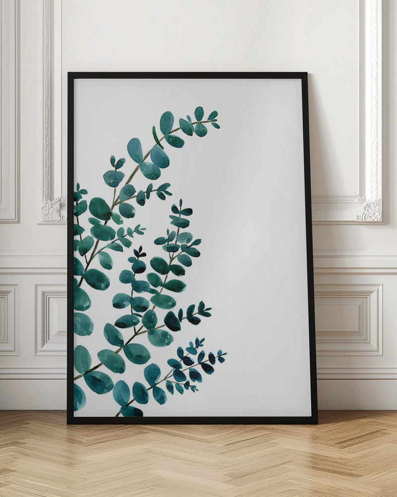 Teal watercolor eucalyptus II Poster