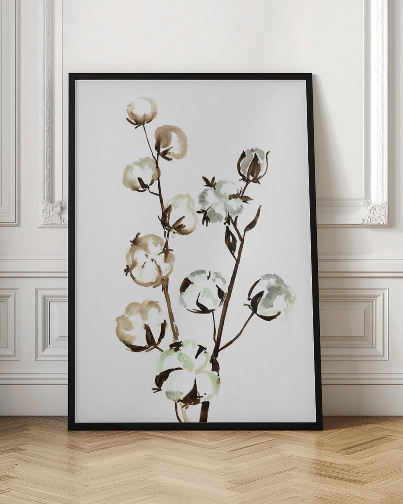 Watercolor cotton branch II Poster