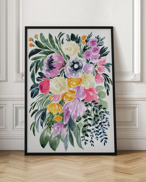 Urja loose floral watercolor bouquet Poster