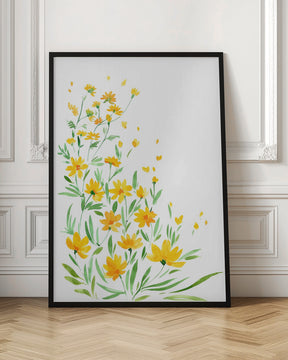 Yellow watercolor wildflowers Poster