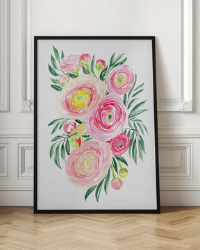 Savanna pink ranunculus bouquet Poster