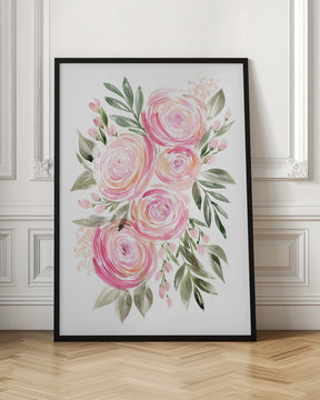 Begonia pink ranunculus bouquet Poster