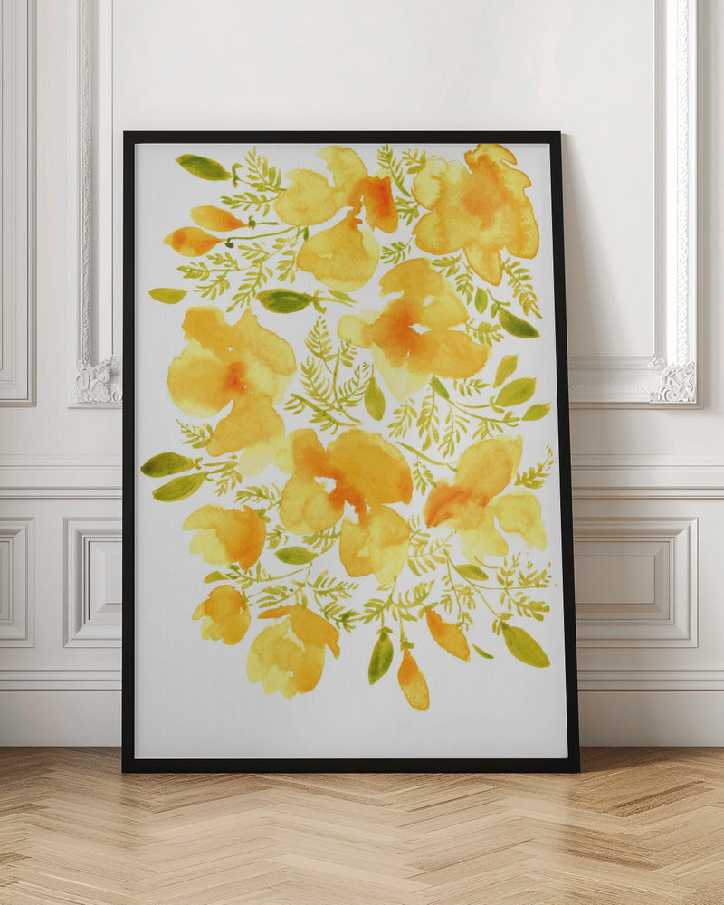 Watercolor California poppies quad 3 Poster