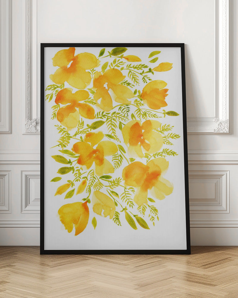 Watercolor California poppies quad 4 Poster