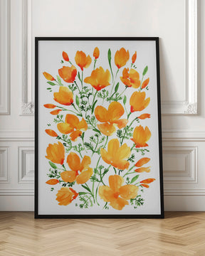 Watercolor California poppies Poster