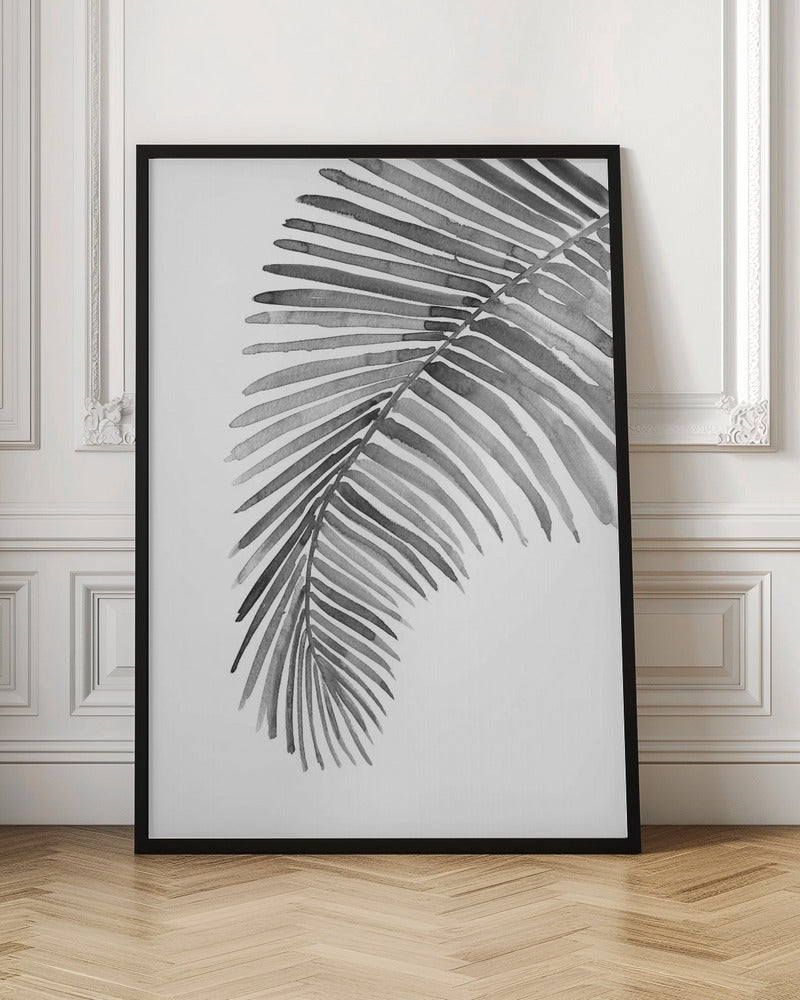 Palm leaf in loose watercolor Black and White Poster