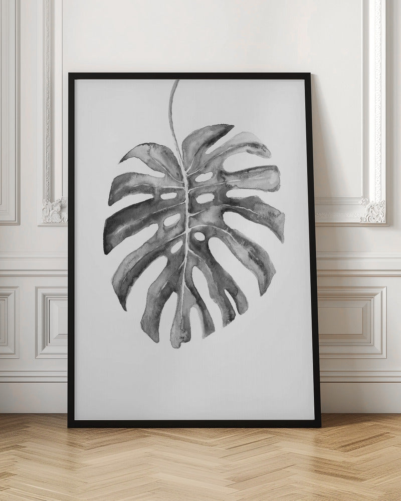 Black and White Monstera Leaf Poster