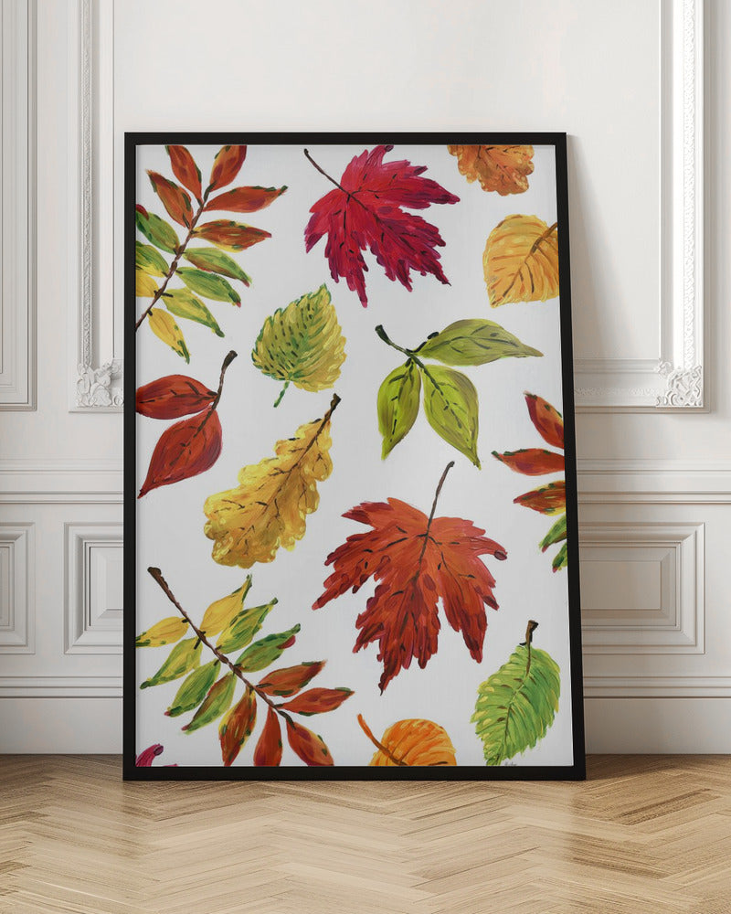 Painterly fall leaves Poster