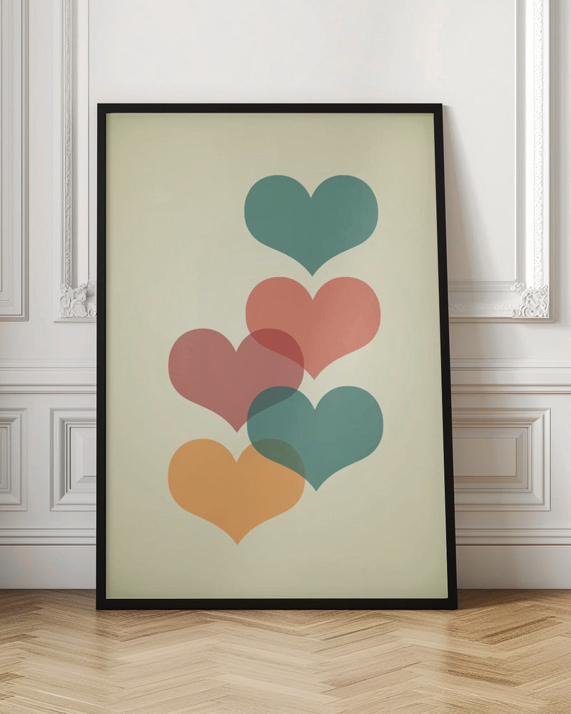 Mid century hearts I Poster