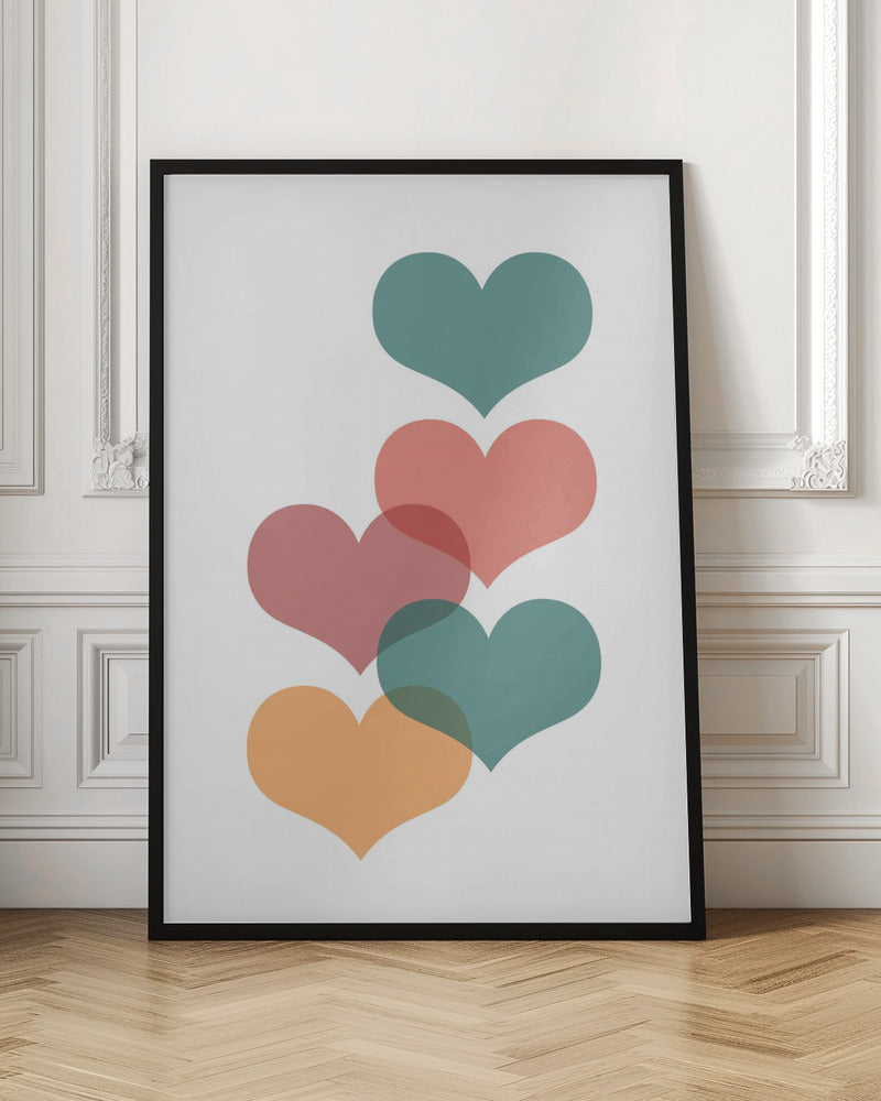 Mid century hearts Poster