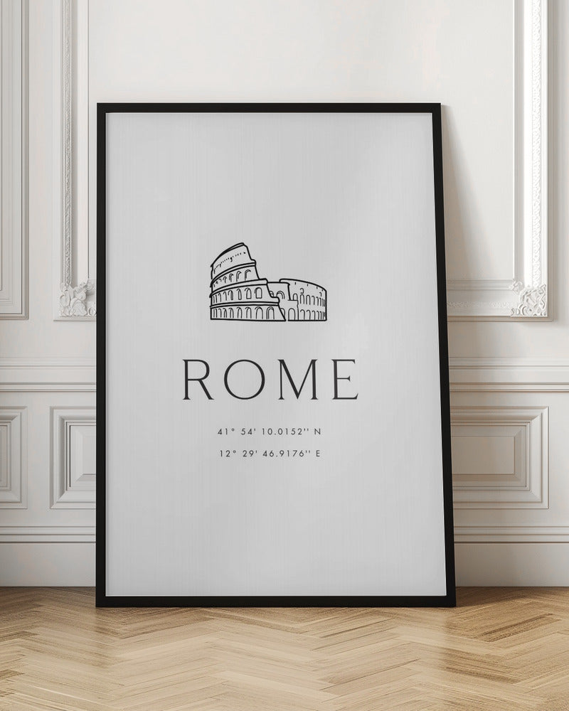 Rome coordinates with Colosseum sketch Poster