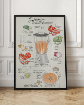 Gazpacho illustrated recipe in English Poster