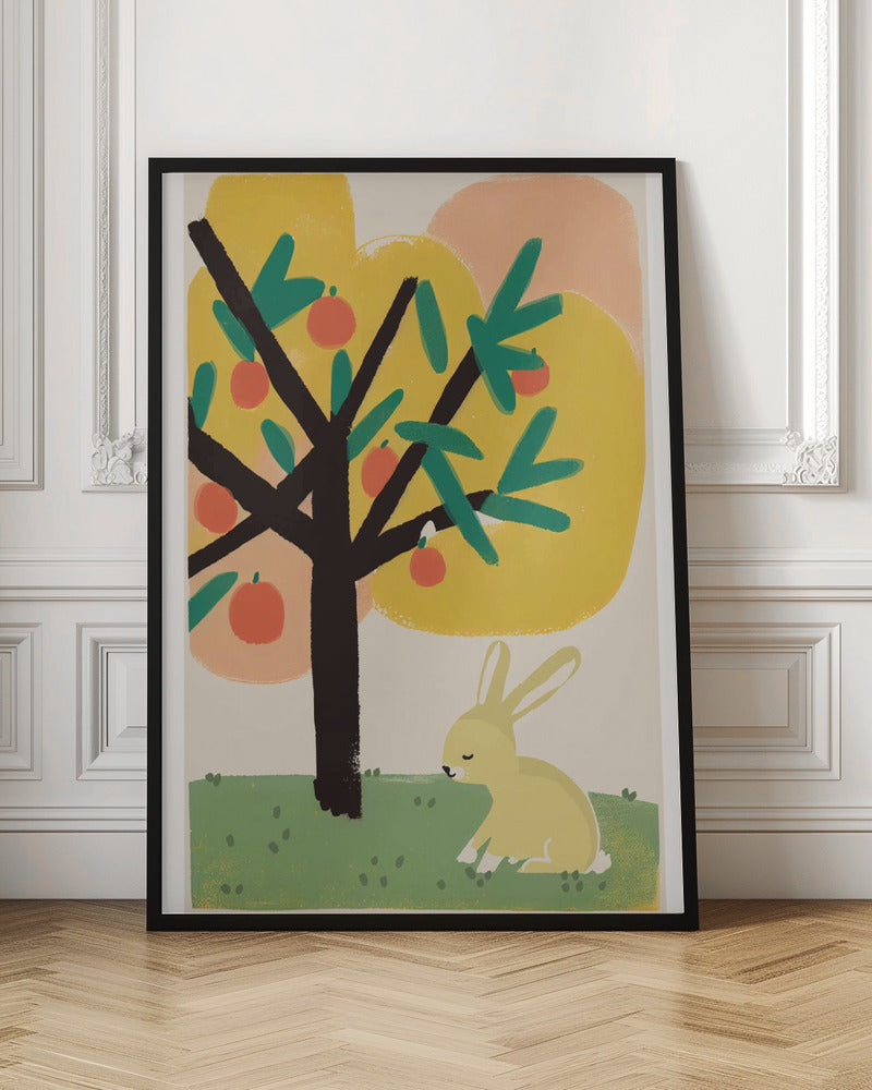 Bunny Under Apple Tree Poster