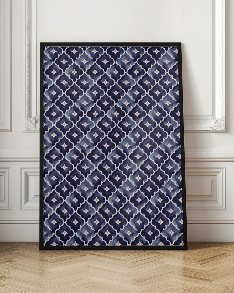 Blue Aquarell Tile Pattern Poster