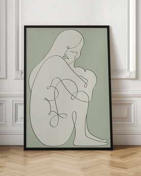 Sitting Woman Green Poster