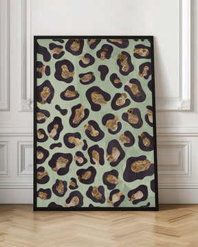 Gold leopard print green Poster