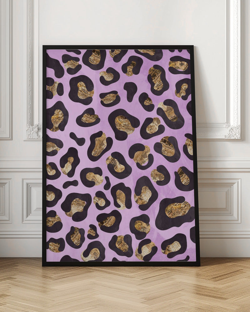 Gold leopard print pink Poster