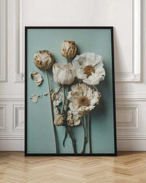 Dry Flowers on Turquoise Background Poster