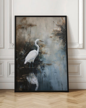 Egret in Lake Poster