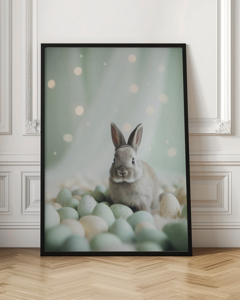 Bunny and Pastel Eggs Poster