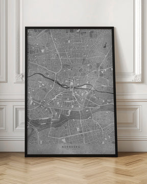 Gray vintage map of Nürnberg downtown Germany Poster