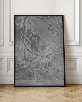 Gray vintage map of Nürnberg Germany Poster