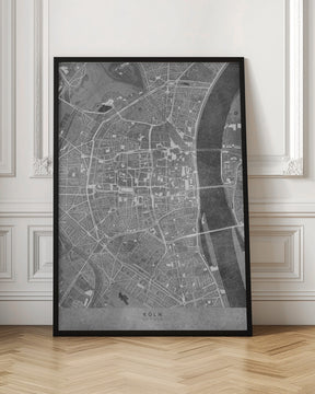 Gray vintage map of Köln downtown Germany Poster