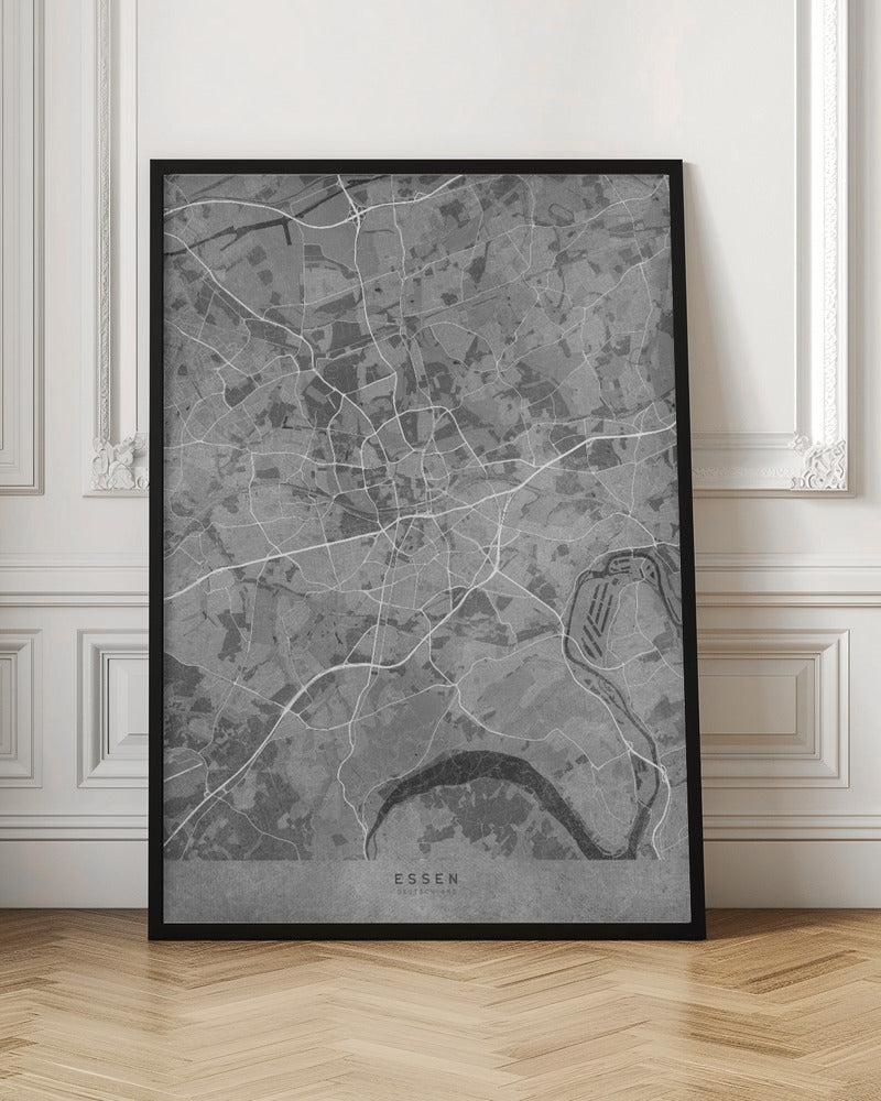 Gray vintage map of Essen Germany Poster