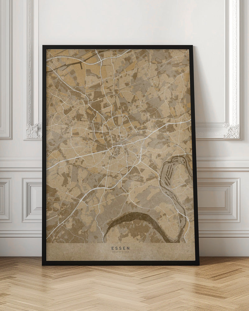 Sepia vintage map of Essen Germany Poster