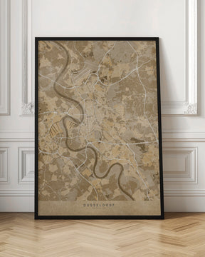 Sepia vintage map of Düsseldorf Germany Poster