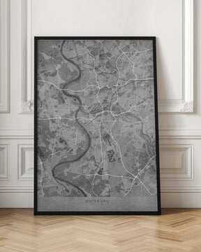 Gray vintage map of Duisburg Germany Poster