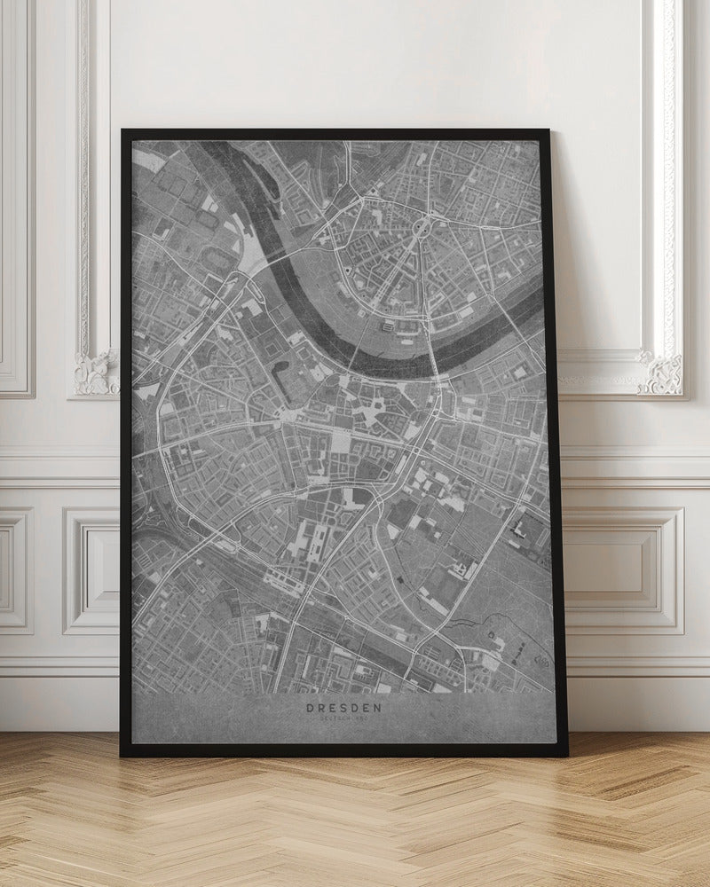 Gray vintage map of Dresden downtown Germany Poster