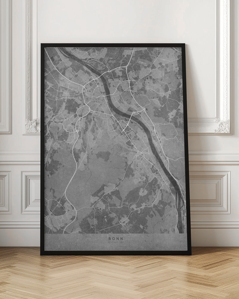 Gray vintage map of Bonn Germany Poster