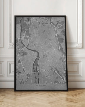 Gray vintage map of Toulouse France Poster