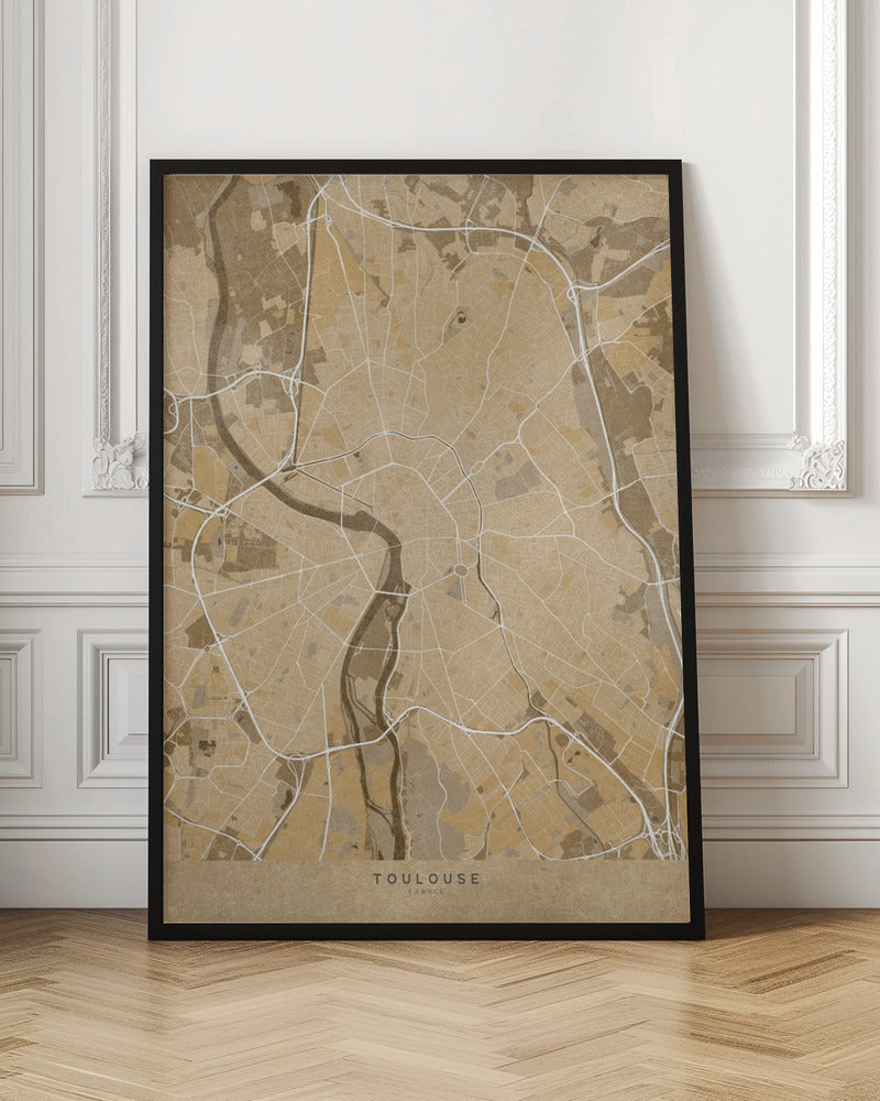 Sepia vintage map of Toulouse France Poster