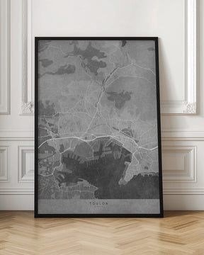 Gray vintage map of Toulon France Poster