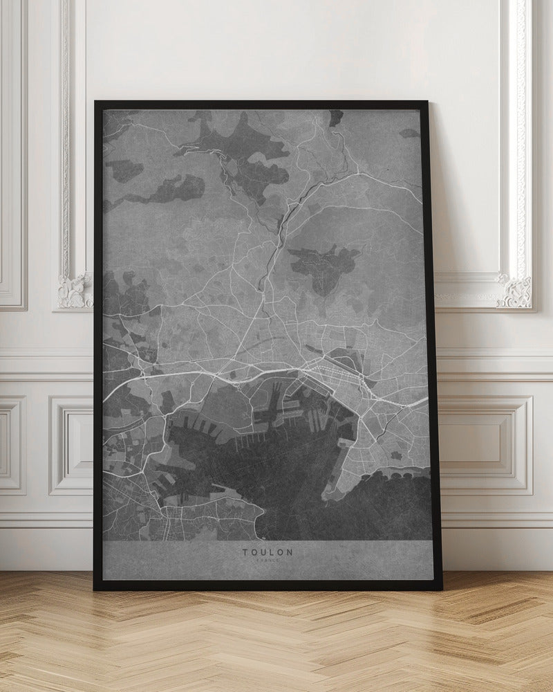 Gray vintage map of Toulon France Poster