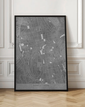 Gray vintage map of Saint Etienne downtown France Poster